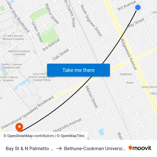 Bay St & N Palmetto  Ib to Bethune-Cookman University map