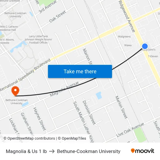 Magnolia & Us 1 Ib to Bethune-Cookman University map