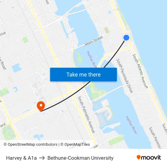 Harvey & A1a to Bethune-Cookman University map