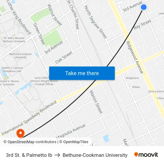3rd St. & Palmetto Ib to Bethune-Cookman University map
