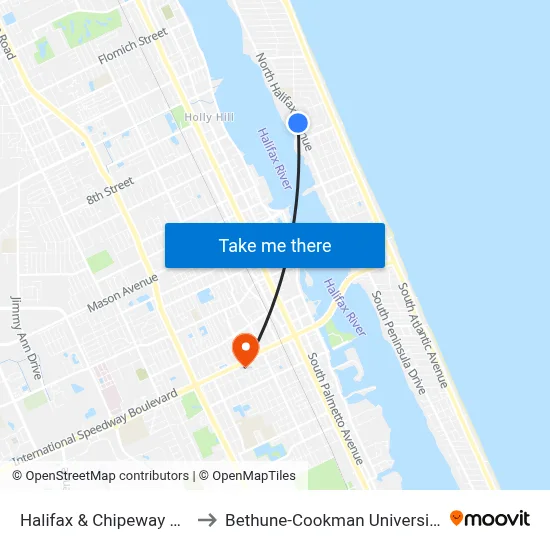 Halifax & Chipeway Ob to Bethune-Cookman University map