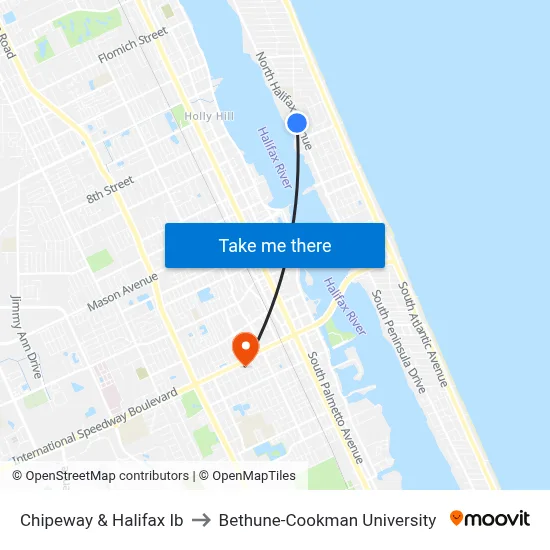 Chipeway & Halifax Ib to Bethune-Cookman University map
