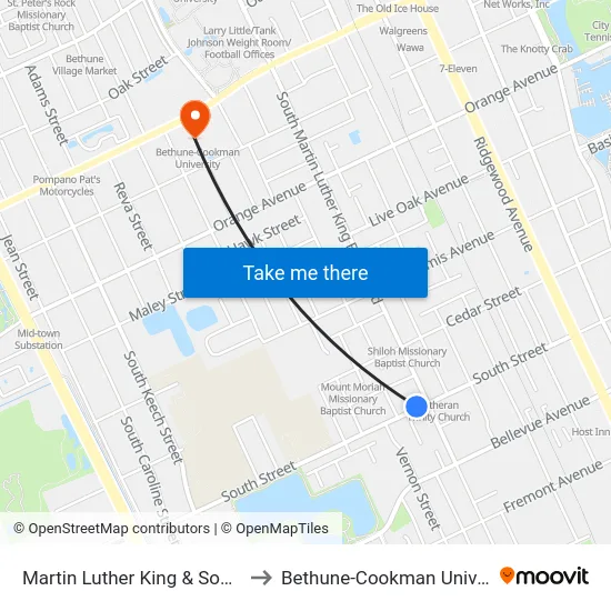 Martin Luther King & South Ob to Bethune-Cookman University map