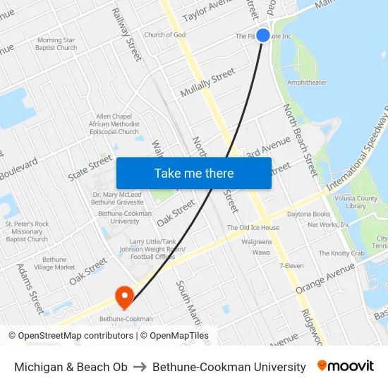 Michigan & Beach Ob to Bethune-Cookman University map