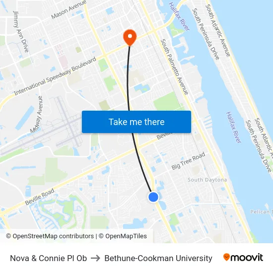 Nova & Connie Pl Ob to Bethune-Cookman University map