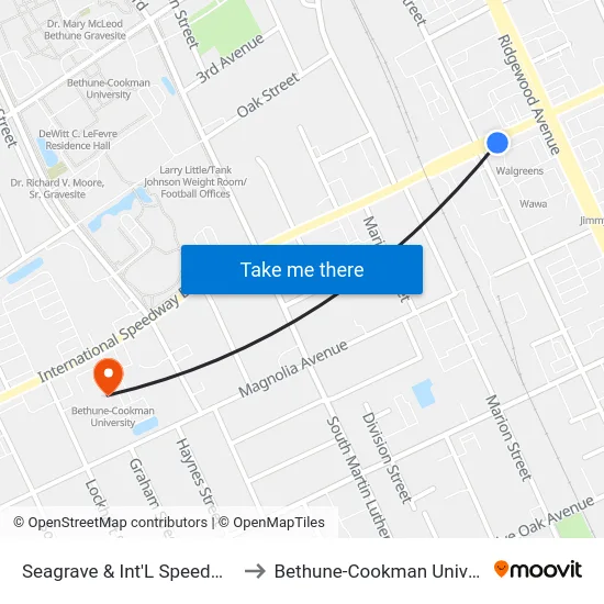 Seagrave & Int'L Speedway Ib to Bethune-Cookman University map