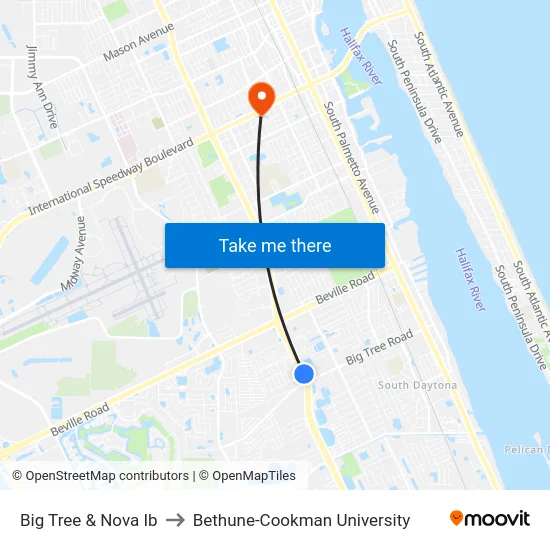 Big Tree & Nova Ib to Bethune-Cookman University map