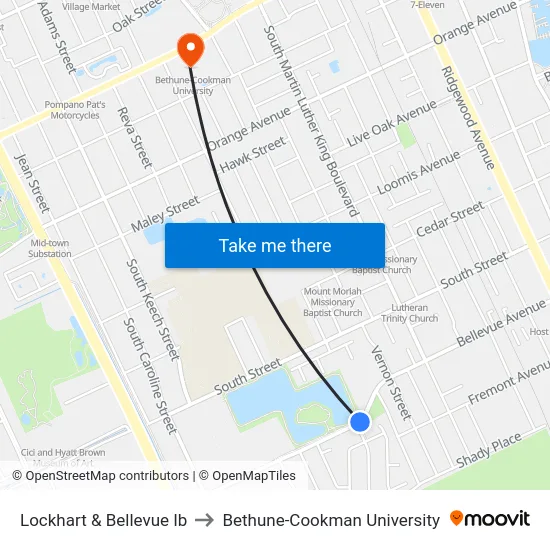 Lockhart & Bellevue Ib to Bethune-Cookman University map