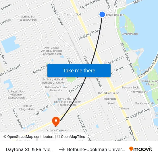 Daytona St. & Fairview Ib to Bethune-Cookman University map