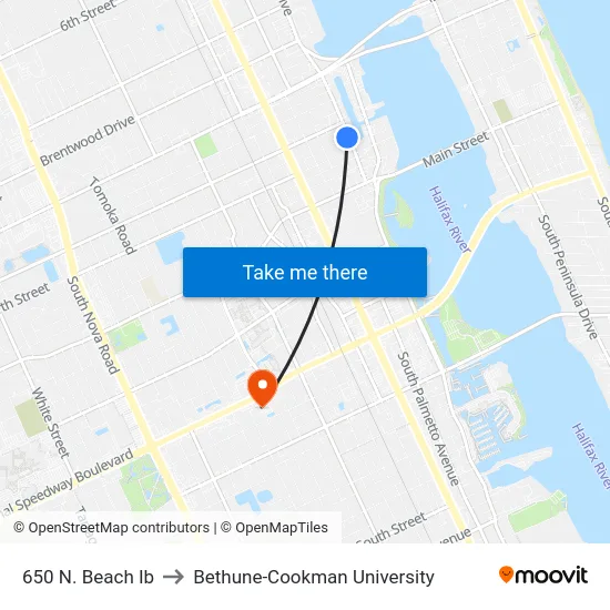 650 N. Beach Ib to Bethune-Cookman University map