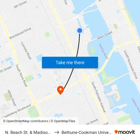 N. Beach St. & Madison Ob to Bethune-Cookman University map