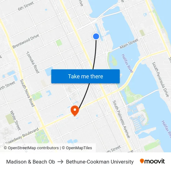 Madison & Beach Ob to Bethune-Cookman University map