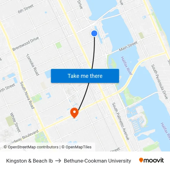 Kingston & Beach Ib to Bethune-Cookman University map