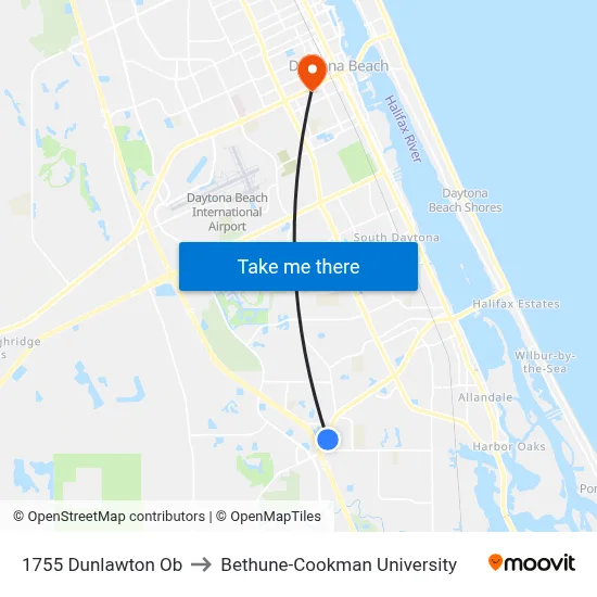 1755 Dunlawton Ob to Bethune-Cookman University map