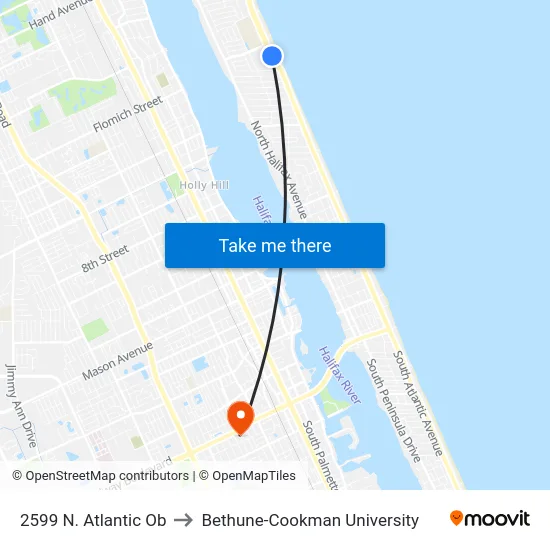 2599 N. Atlantic Ob to Bethune-Cookman University map