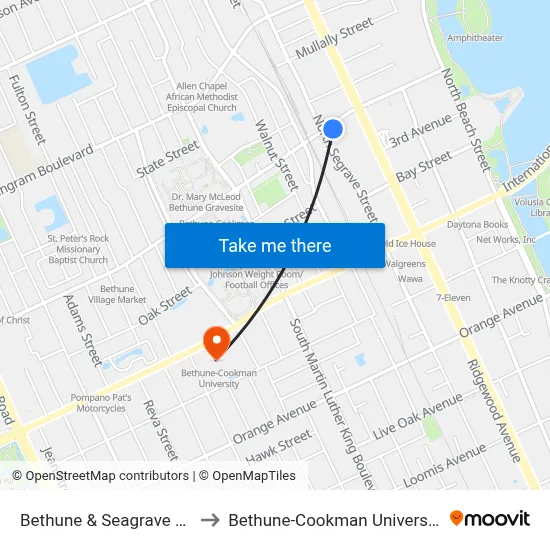 Bethune & Seagrave Ob to Bethune-Cookman University map