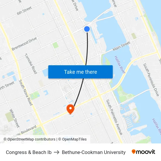 Congress & Beach Ib to Bethune-Cookman University map