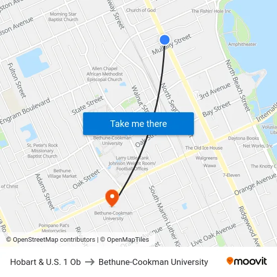 Hobart & U.S. 1 Ob to Bethune-Cookman University map