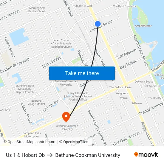 Us 1 & Hobart Ob to Bethune-Cookman University map