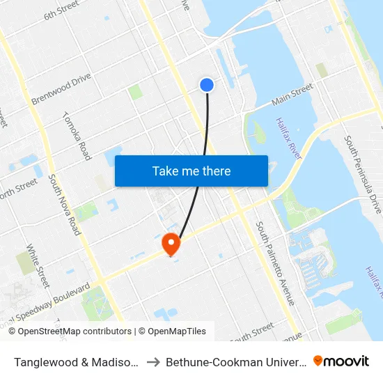 Tanglewood & Madison Ib to Bethune-Cookman University map