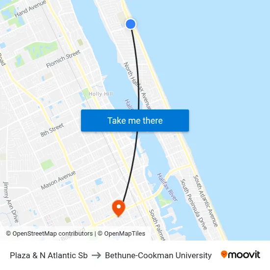 Plaza & N Atlantic Sb to Bethune-Cookman University map