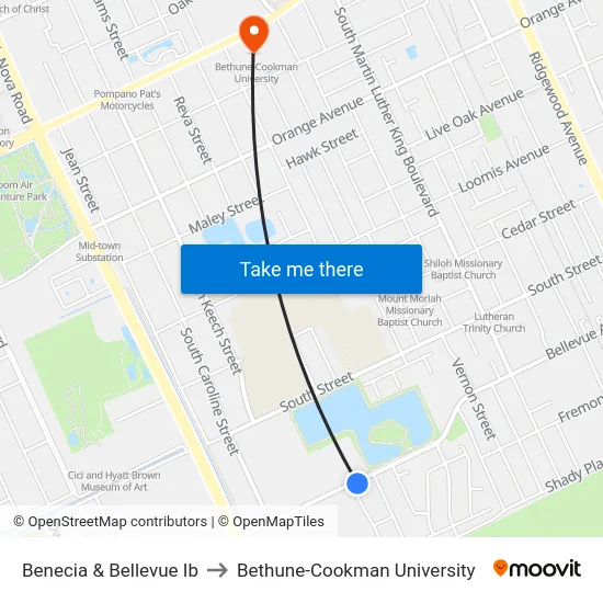 Benecia & Bellevue Ib to Bethune-Cookman University map