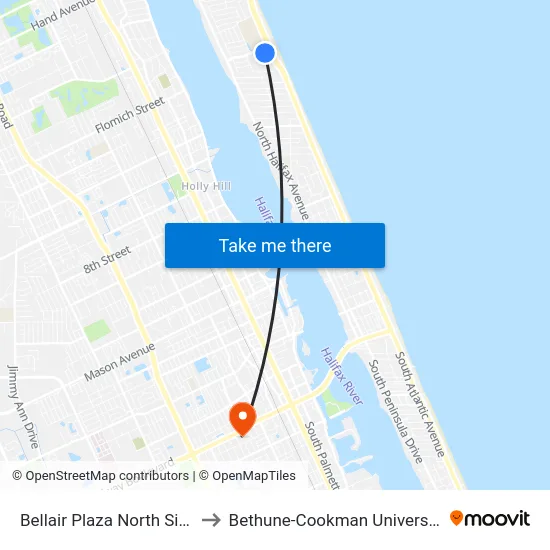 Bellair Plaza  North Side to Bethune-Cookman University map