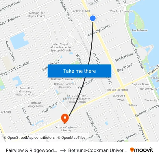 Fairview & Ridgewood Ob to Bethune-Cookman University map