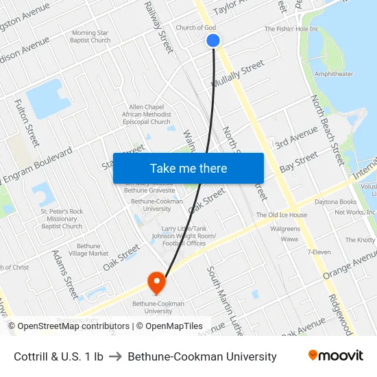 Cottrill & U.S. 1 Ib to Bethune-Cookman University map