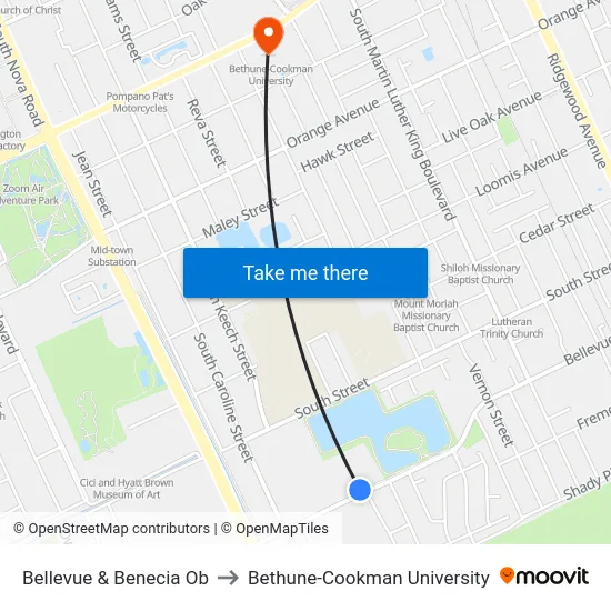 Bellevue & Benecia Ob to Bethune-Cookman University map