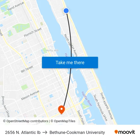 2656 N. Atlantic Ib to Bethune-Cookman University map