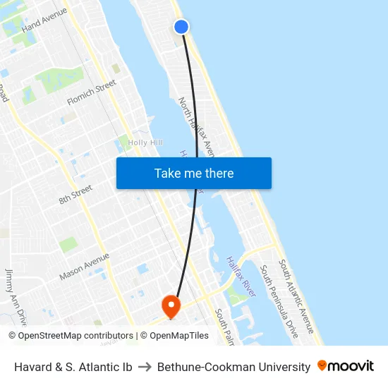 Havard & S. Atlantic Ib to Bethune-Cookman University map