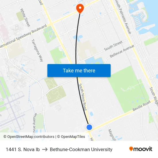 1441 S. Nova Ib to Bethune-Cookman University map