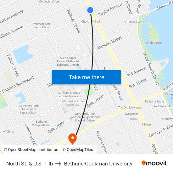 North St. & U.S. 1 Ib to Bethune-Cookman University map