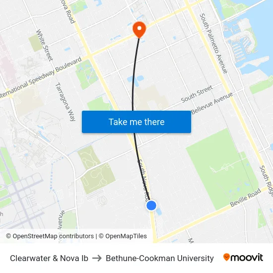 Clearwater & Nova Ib to Bethune-Cookman University map