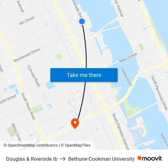 Douglas & Riverside Ib to Bethune-Cookman University map
