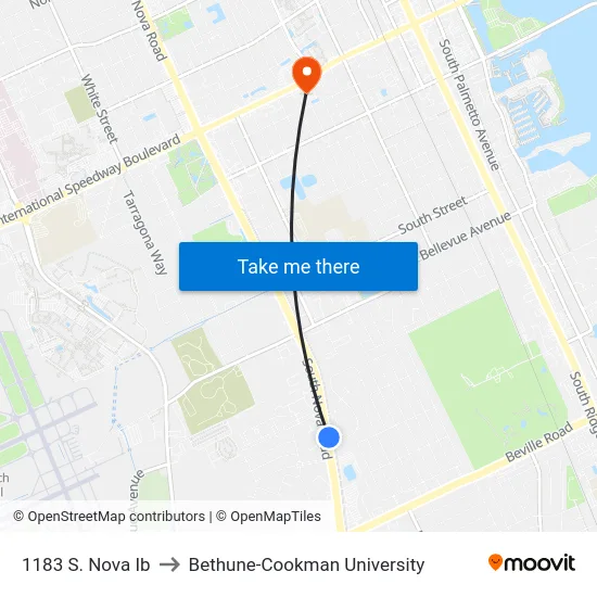 1183 S. Nova Ib to Bethune-Cookman University map