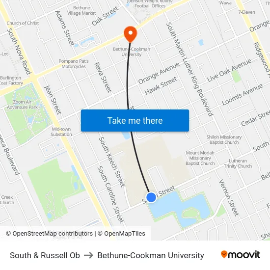 South & Russell Ob to Bethune-Cookman University map