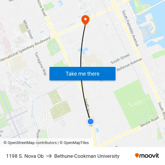 1198 S. Nova Ob to Bethune-Cookman University map