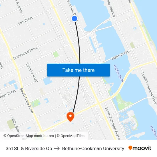 3rd St. & Riverside Ob to Bethune-Cookman University map