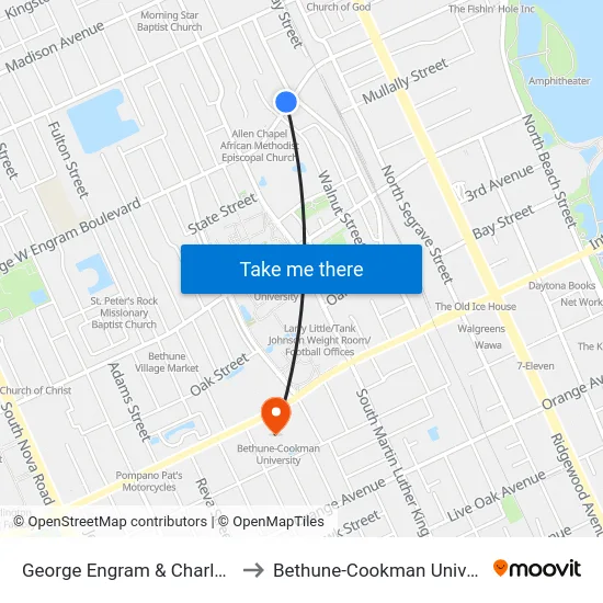 George Engram & Charles Ob to Bethune-Cookman University map