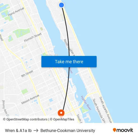 Wren & A1a Ib to Bethune-Cookman University map