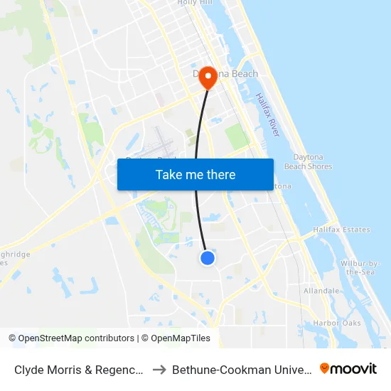 Clyde Morris & Regency Ob to Bethune-Cookman University map