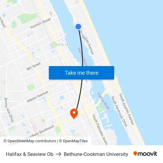 Halifax & Seaview Ob to Bethune-Cookman University map