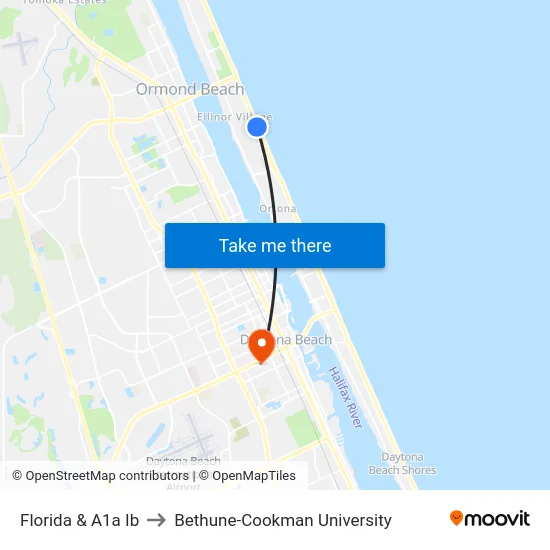 Florida & A1a Ib to Bethune-Cookman University map
