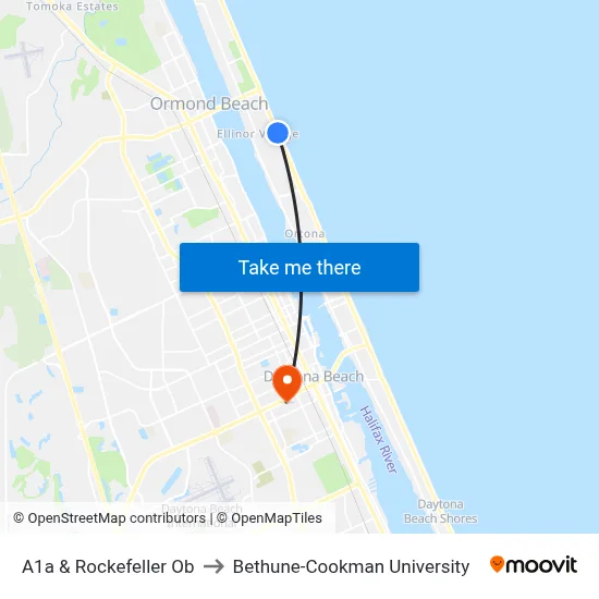A1a & Rockefeller Ob to Bethune-Cookman University map