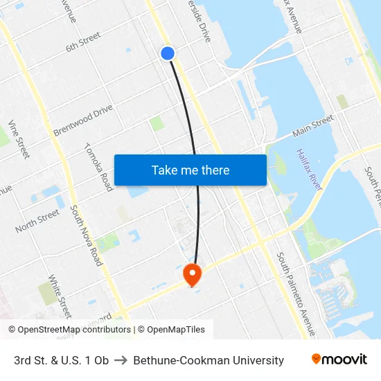 3rd St. & U.S. 1 Ob to Bethune-Cookman University map