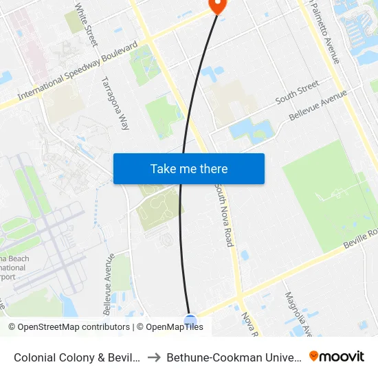 Colonial Colony & Beville Ib to Bethune-Cookman University map