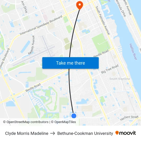 Clyde Morris  Madeline to Bethune-Cookman University map