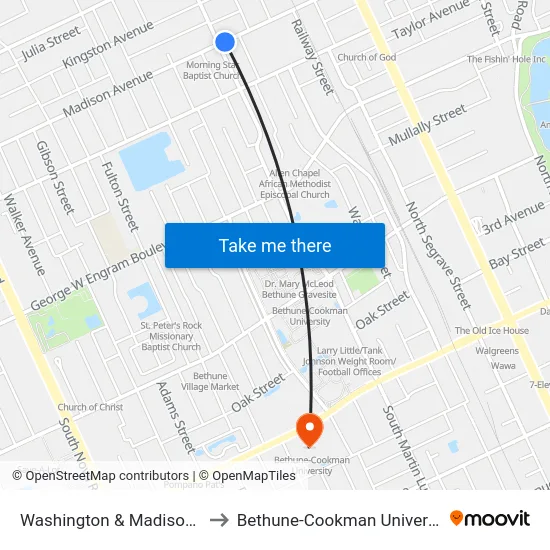 Washington & Madison Ib to Bethune-Cookman University map